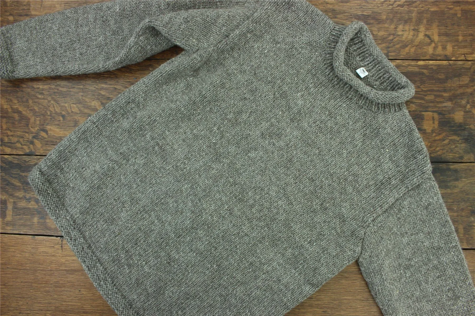 Hand Knitted Wool Jumper - Plain Oatmeal