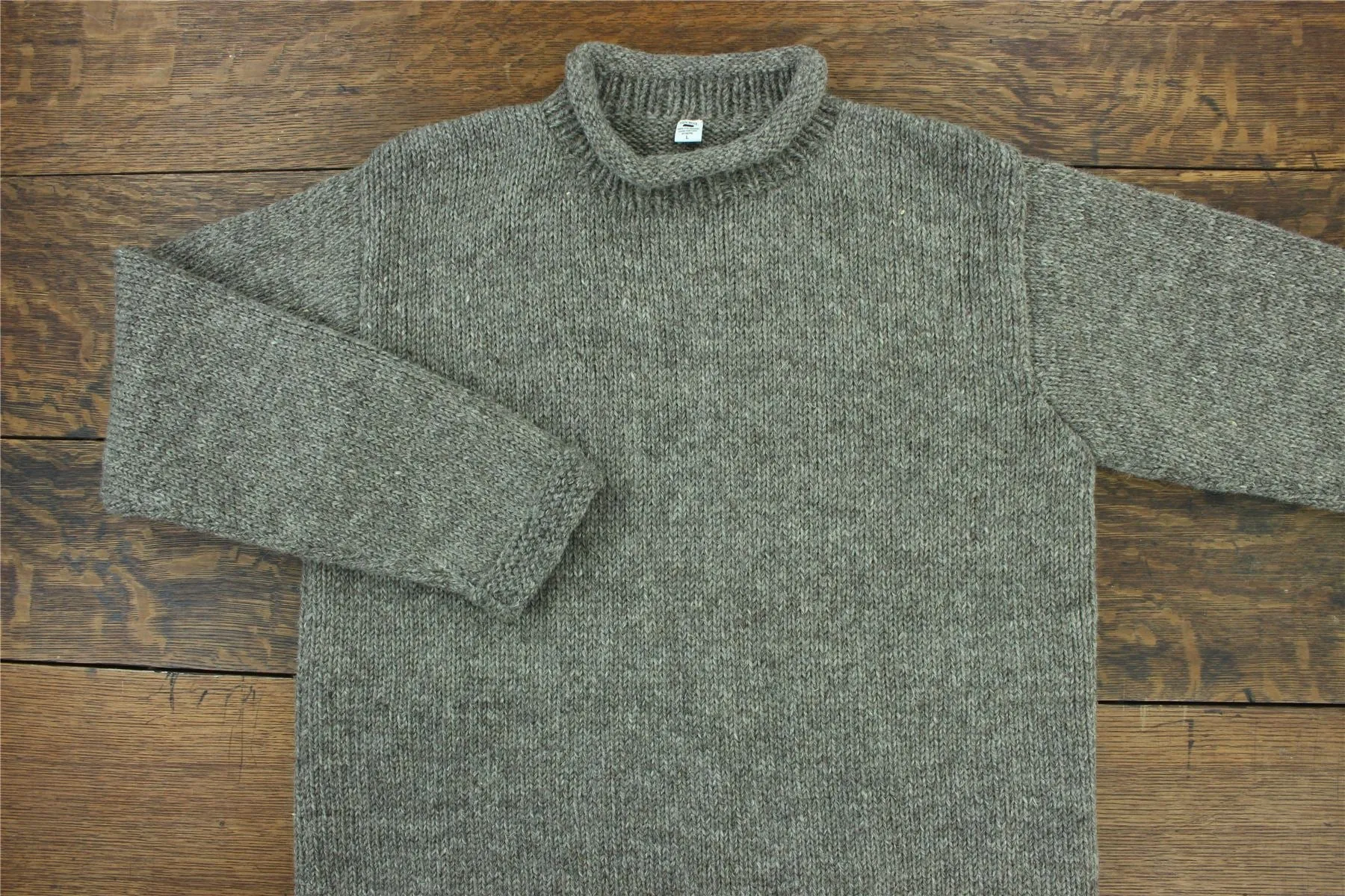 Hand Knitted Wool Jumper - Plain Oatmeal