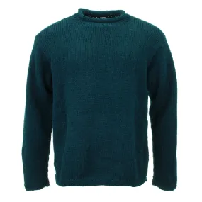 Hand Knitted Wool Jumper - Plain Teal