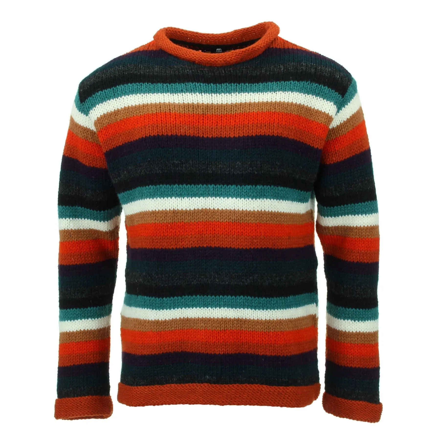 Hand Knitted Wool Jumper - Stripe Anu