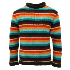 Hand Knitted Wool Jumper - Stripe Retro D