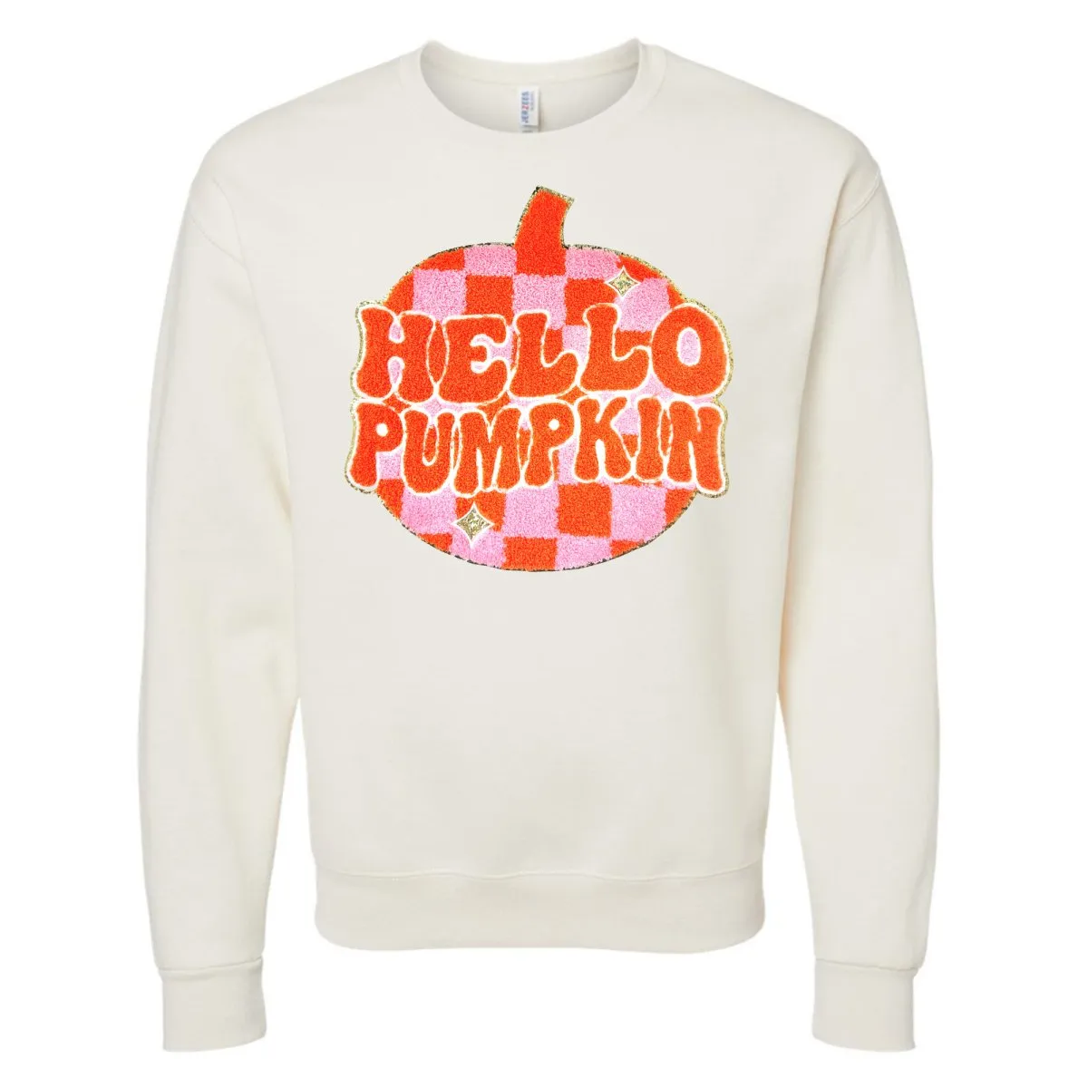 'Hello Pumpkin' Letter Patch Crewneck Sweatshirt