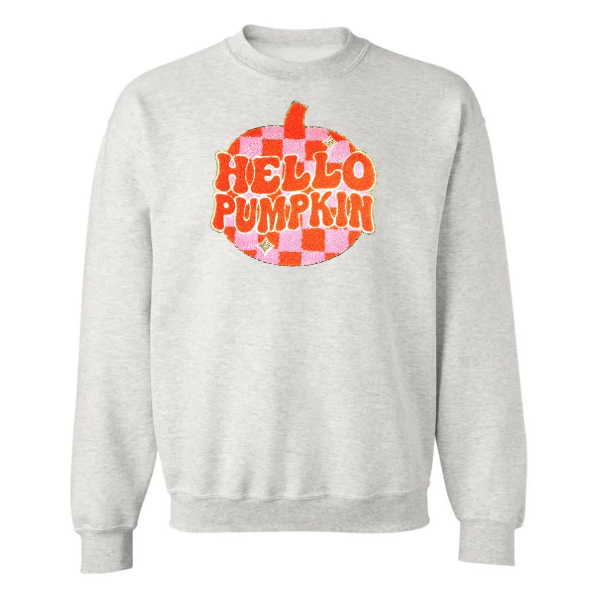 'Hello Pumpkin' Letter Patch Crewneck Sweatshirt