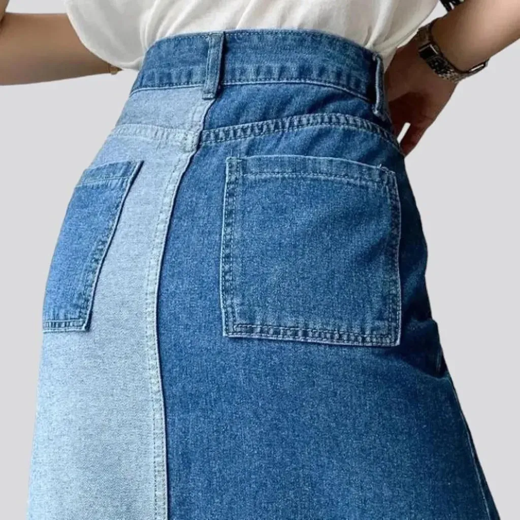 High-waist a-line denim skirt