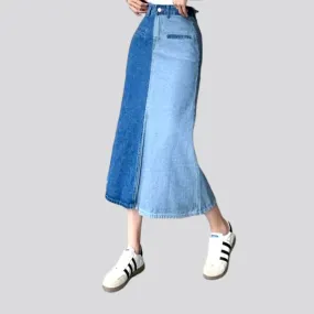 High-waist a-line denim skirt