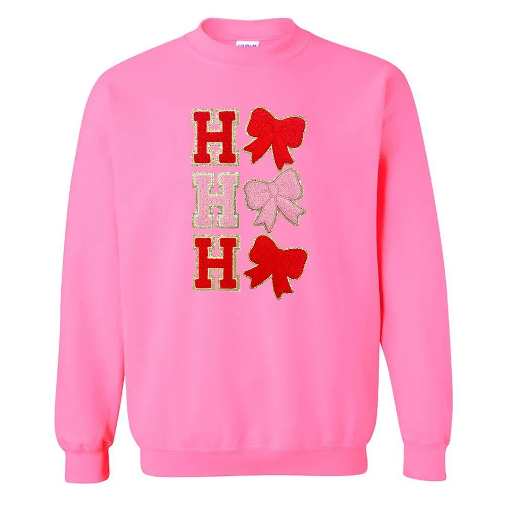 Ho Ho Ho Bows Letter Patch Crewneck Sweatshirt