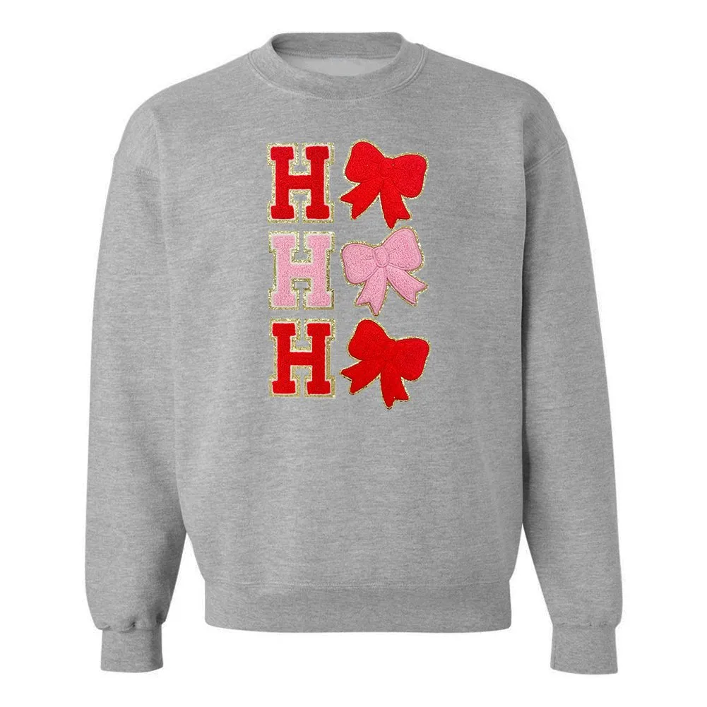 Ho Ho Ho Bows Letter Patch Crewneck Sweatshirt