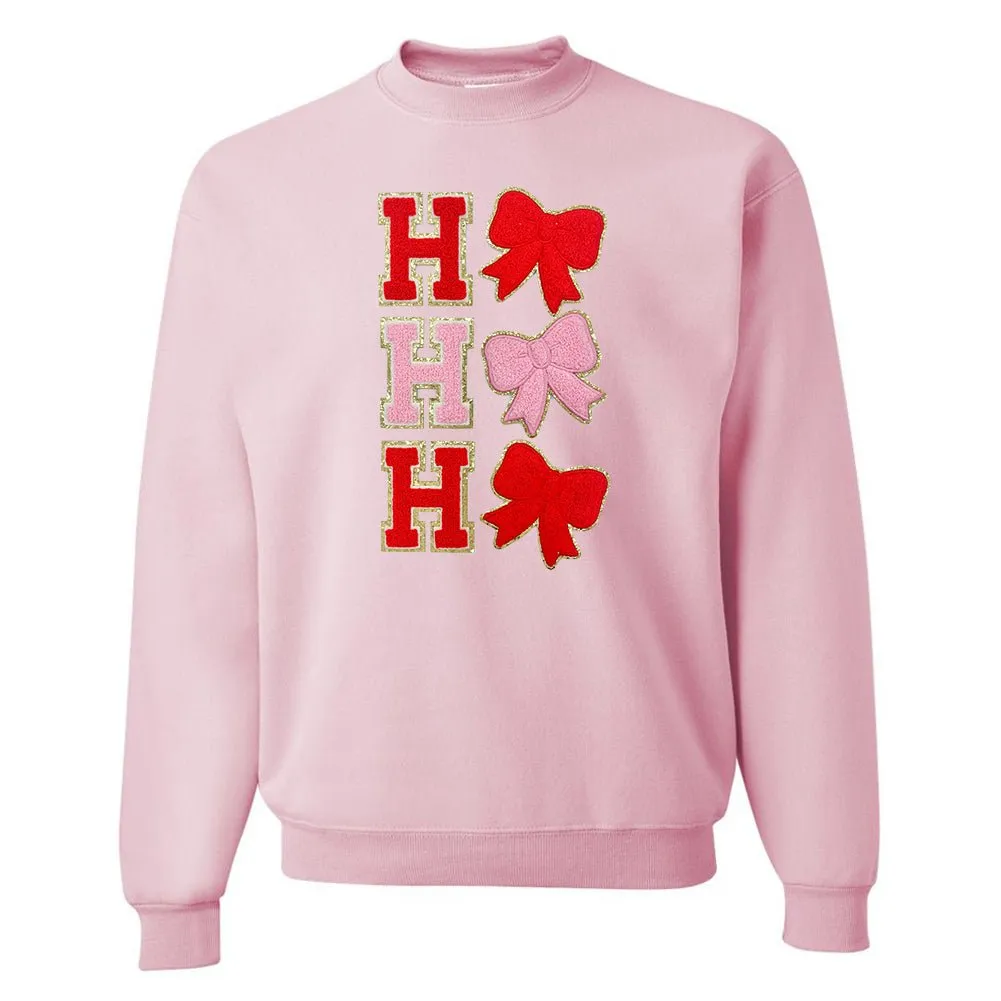 Ho Ho Ho Bows Letter Patch Crewneck Sweatshirt