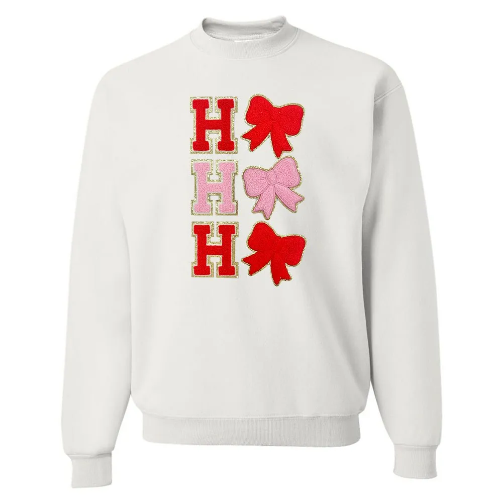 Ho Ho Ho Bows Letter Patch Crewneck Sweatshirt