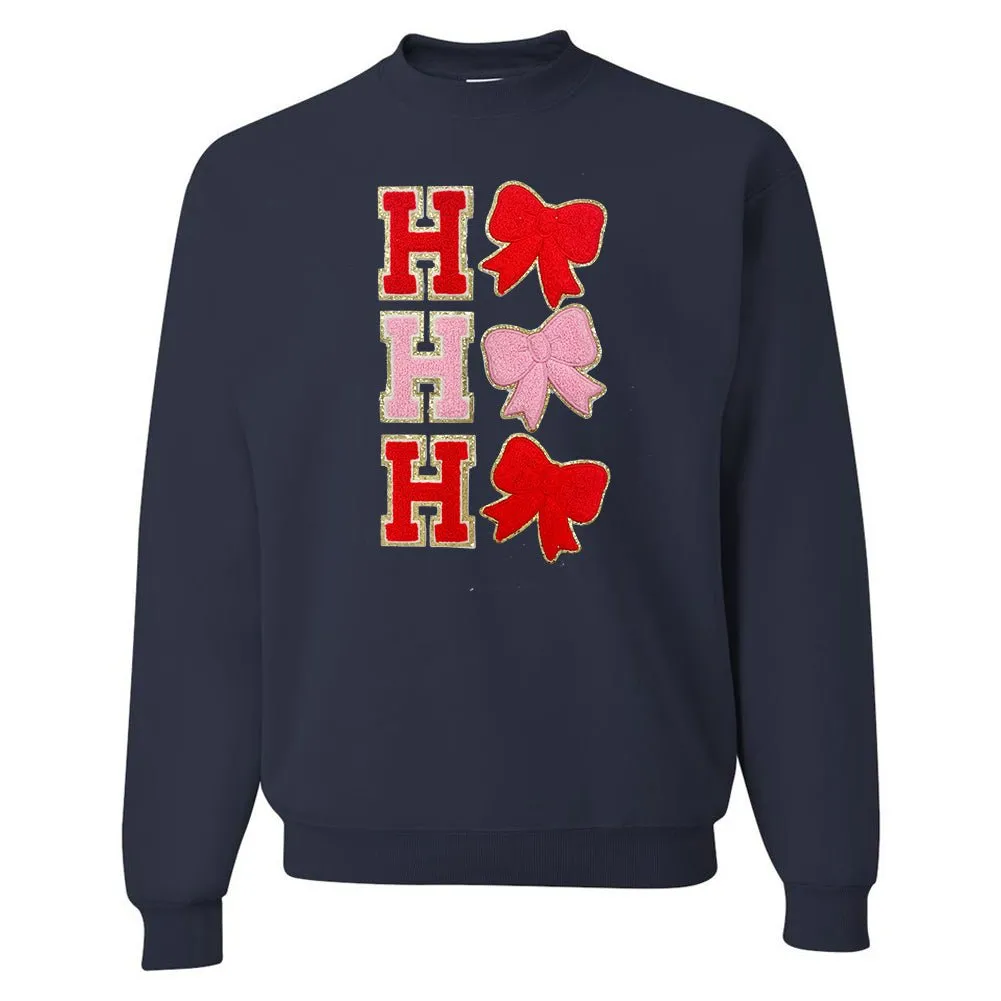 Ho Ho Ho Bows Letter Patch Crewneck Sweatshirt