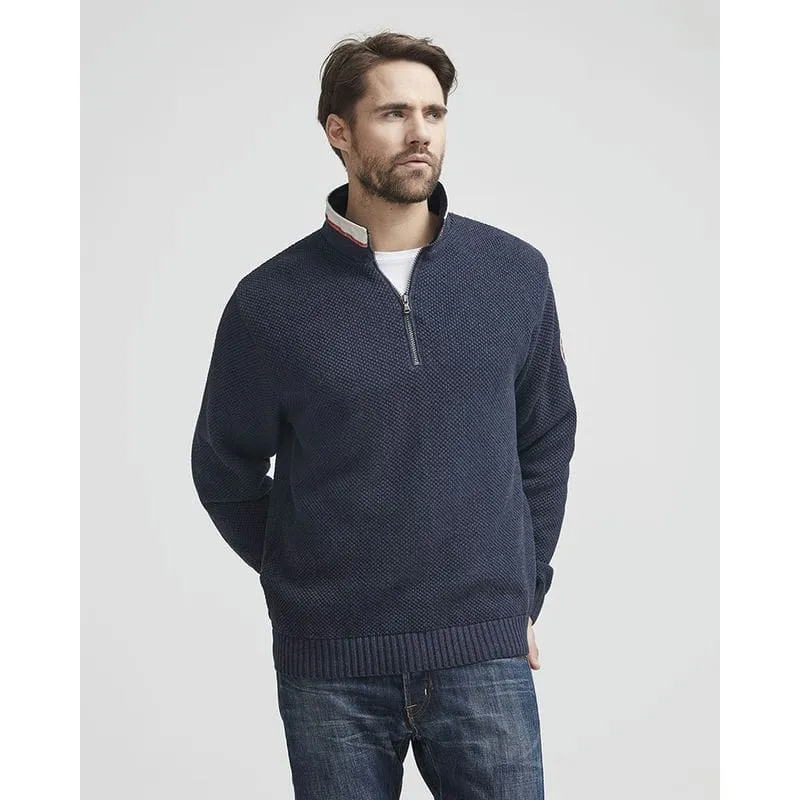 Holebrook Classic Windproof Mens 1/4 Zip Jumper - Navy Melange