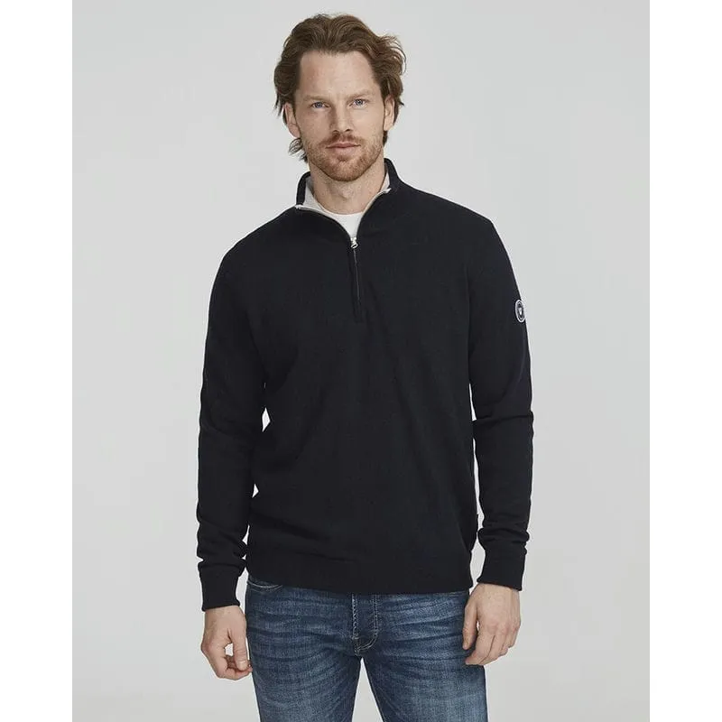 Holebrook Stellan Windproof Mens Merino 1/4 Zip Jumper - Navy