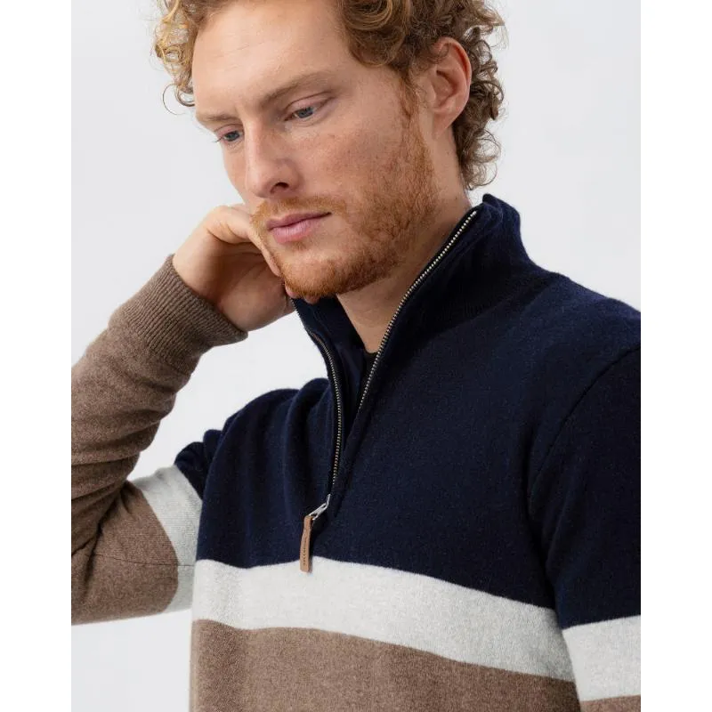 Holebrook Stellan Windproof Mens Merino 1/4 Zip Jumper - Walnut Multi Colour