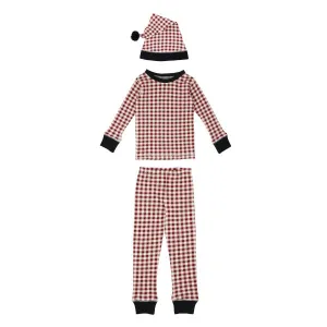 Holiday PJ & Cap Set, Crimson Plaid