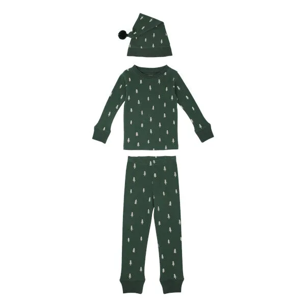 Holiday PJ & Cap Set, Pine Trees