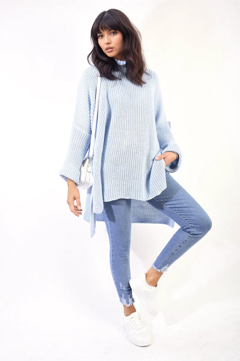 Honor High Neck Oversized Long Sleeve Knitted Jumper