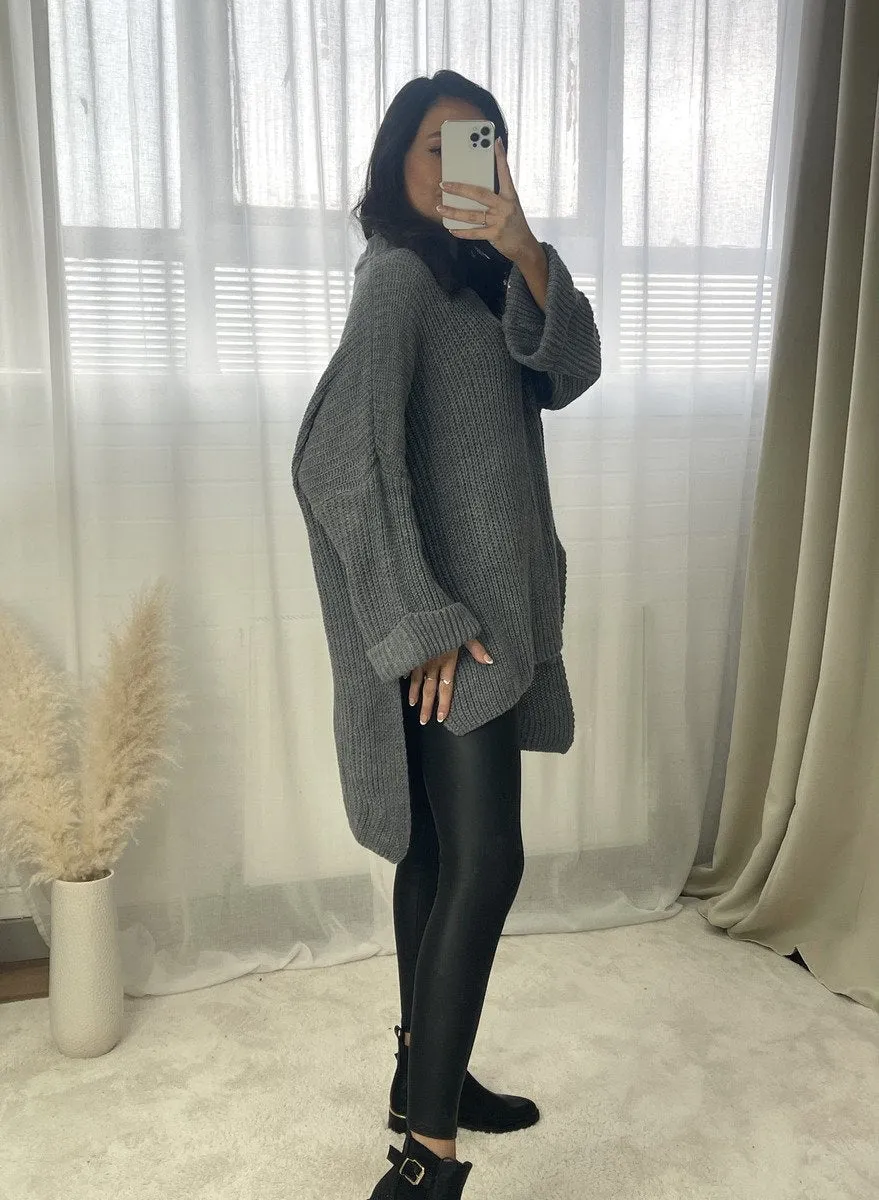 Honor High Neck Oversized Long Sleeve Knitted Jumper