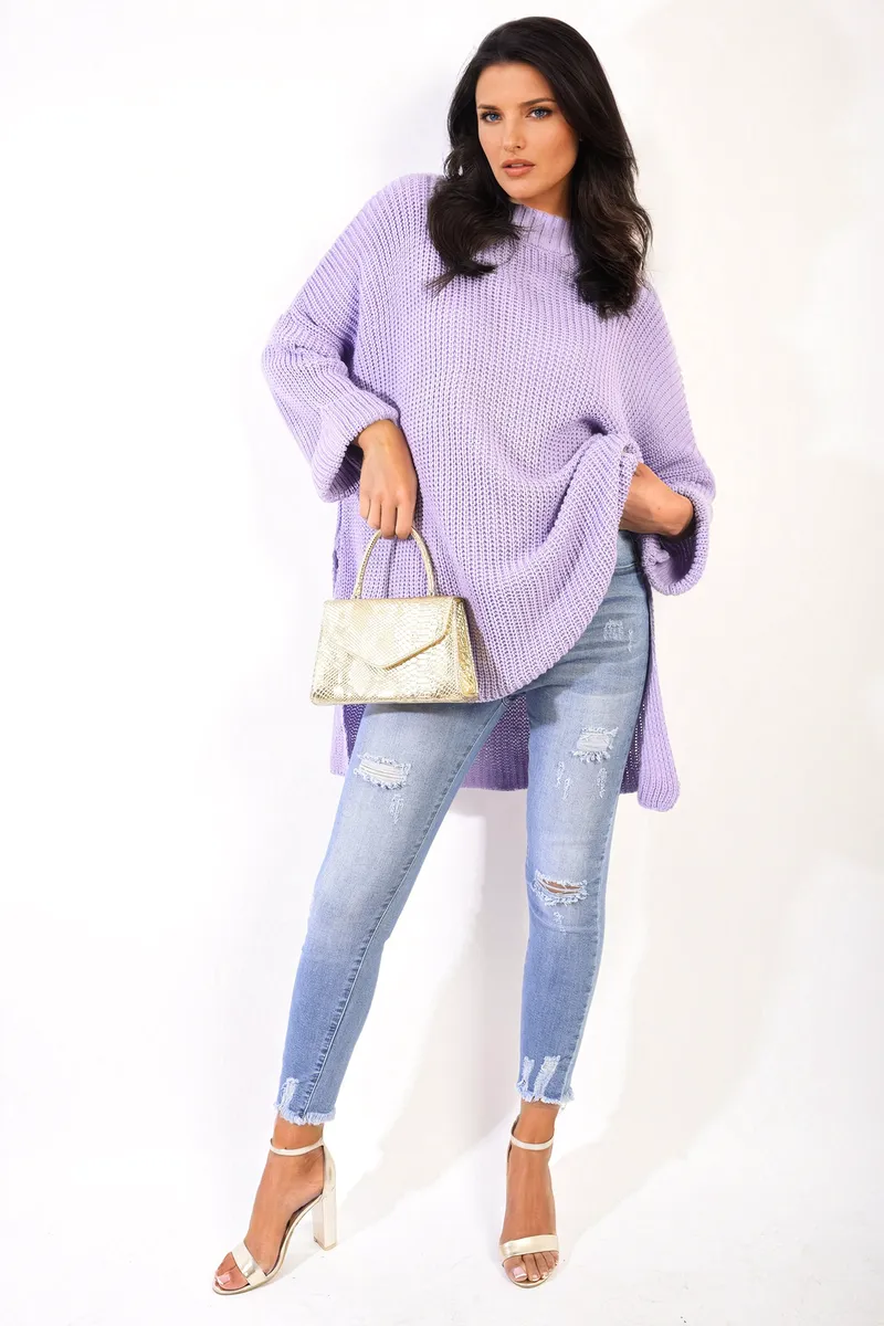 Honor High Neck Oversized Long Sleeve Knitted Jumper