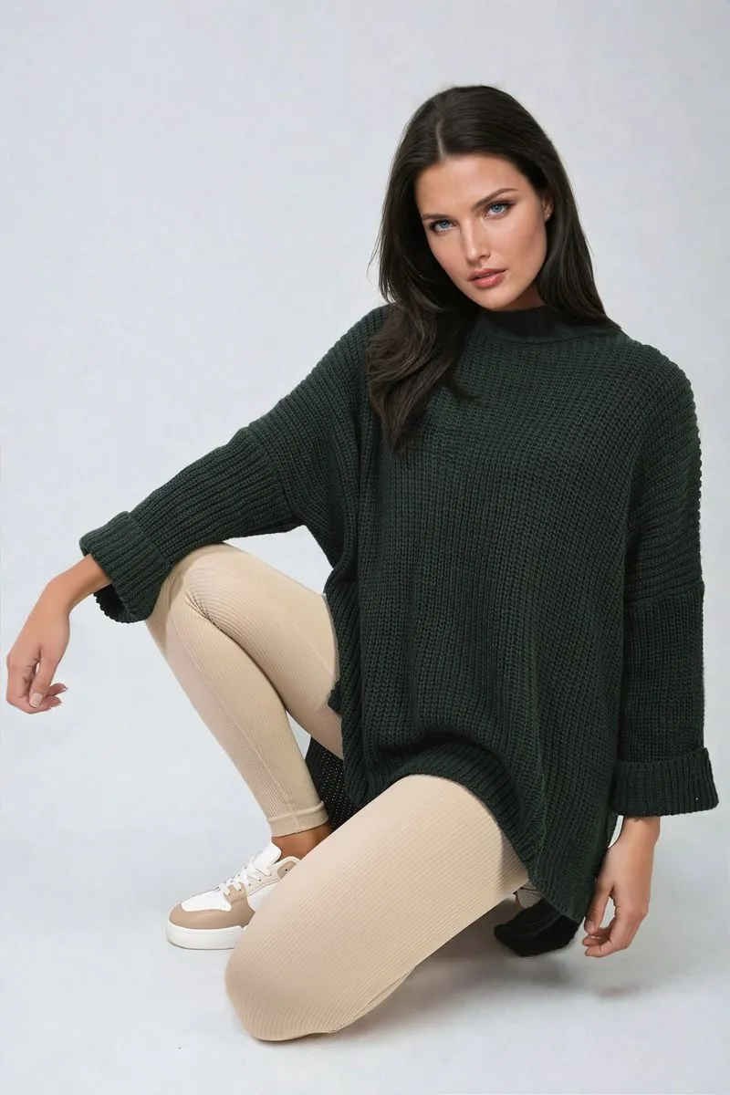 Honor High Neck Oversized Long Sleeve Knitted Jumper