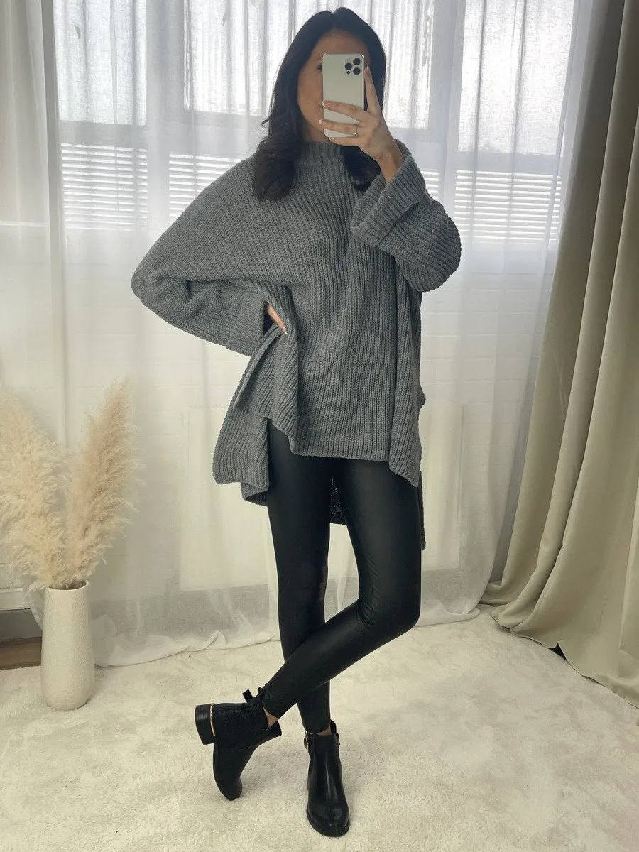 Honor High Neck Oversized Long Sleeve Knitted Jumper