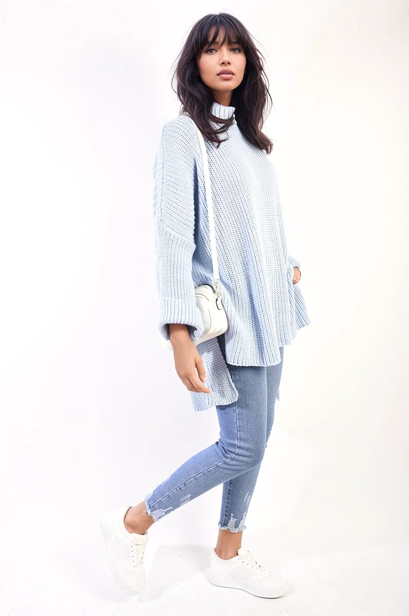 Honor High Neck Oversized Long Sleeve Knitted Jumper