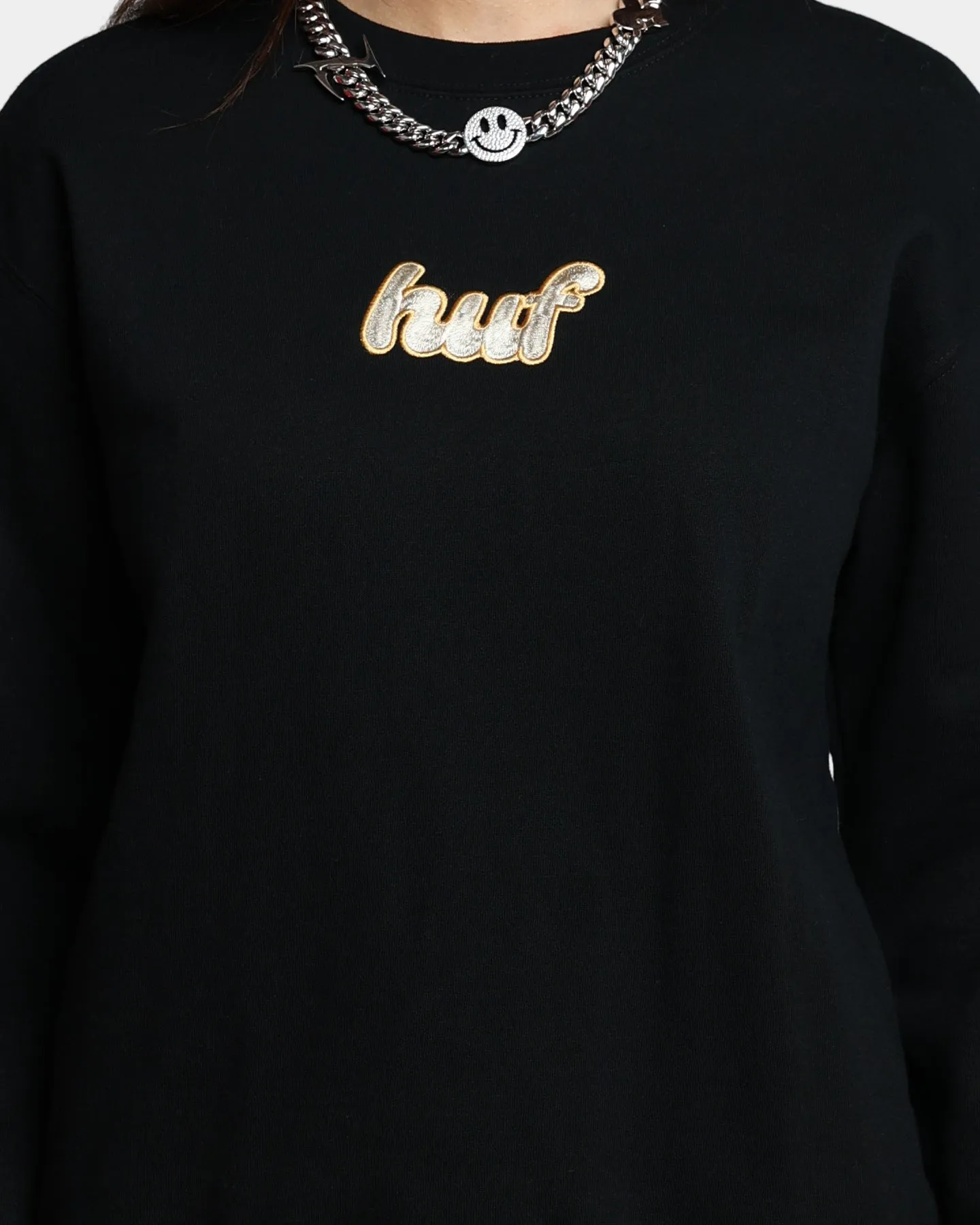 HUF Women's Italicized Crewneck Black