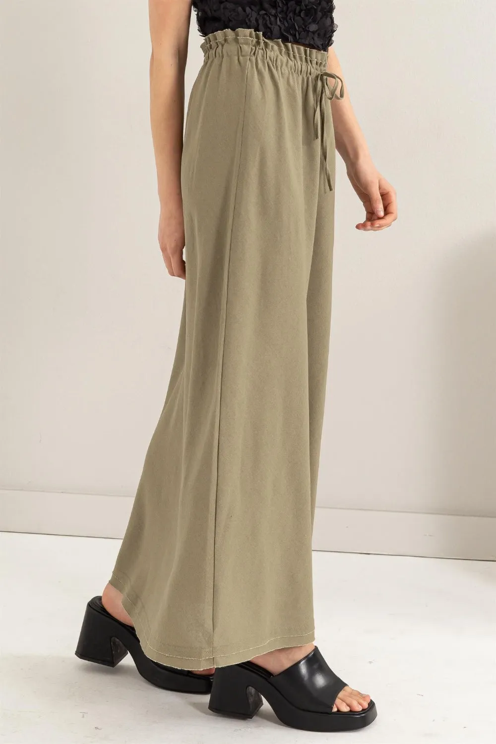 HYFVE Drawstring Washed Linen Maxi Skirt