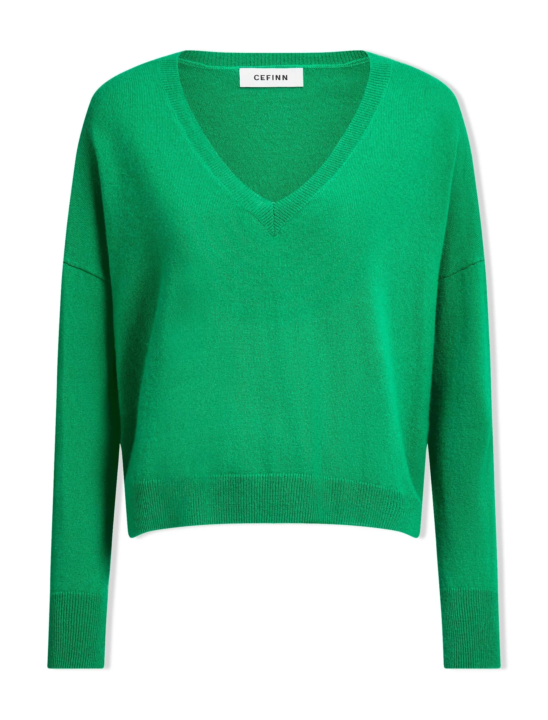 Joely Cashmere Curved Hem Boxy Jumper - Emerald Green