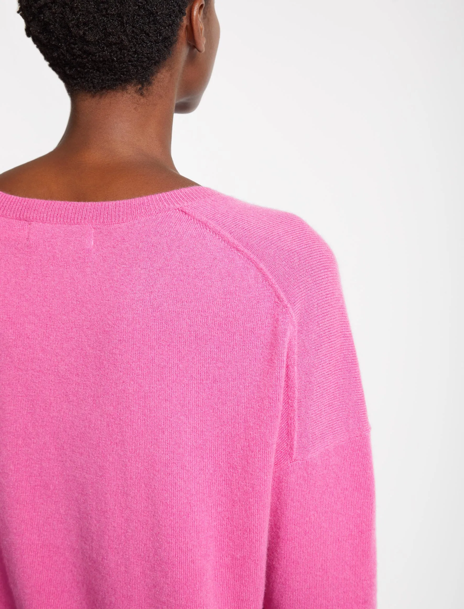 Joely Cashmere Curved Hem Boxy Jumper - Hot Pink