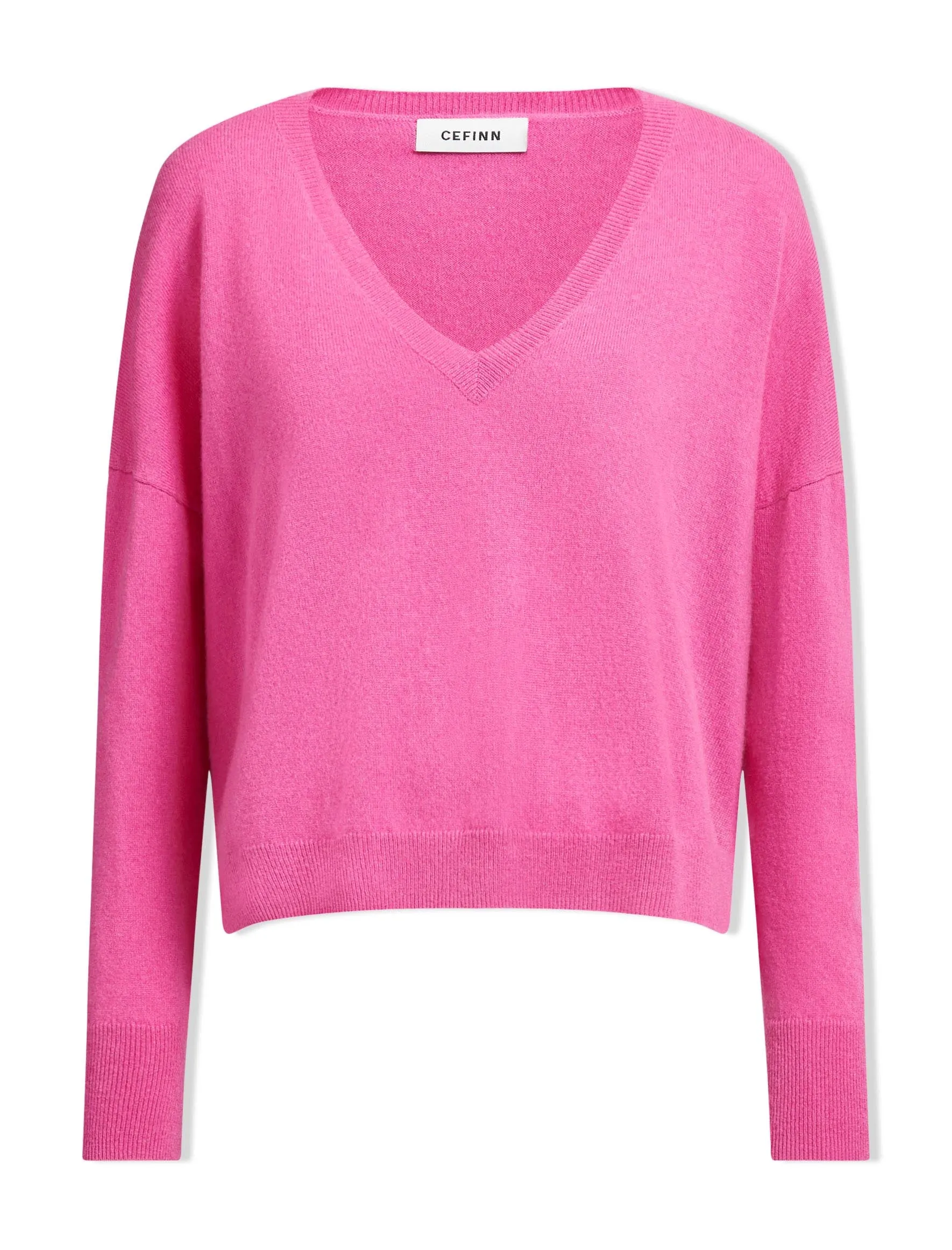 Joely Cashmere Curved Hem Boxy Jumper - Hot Pink