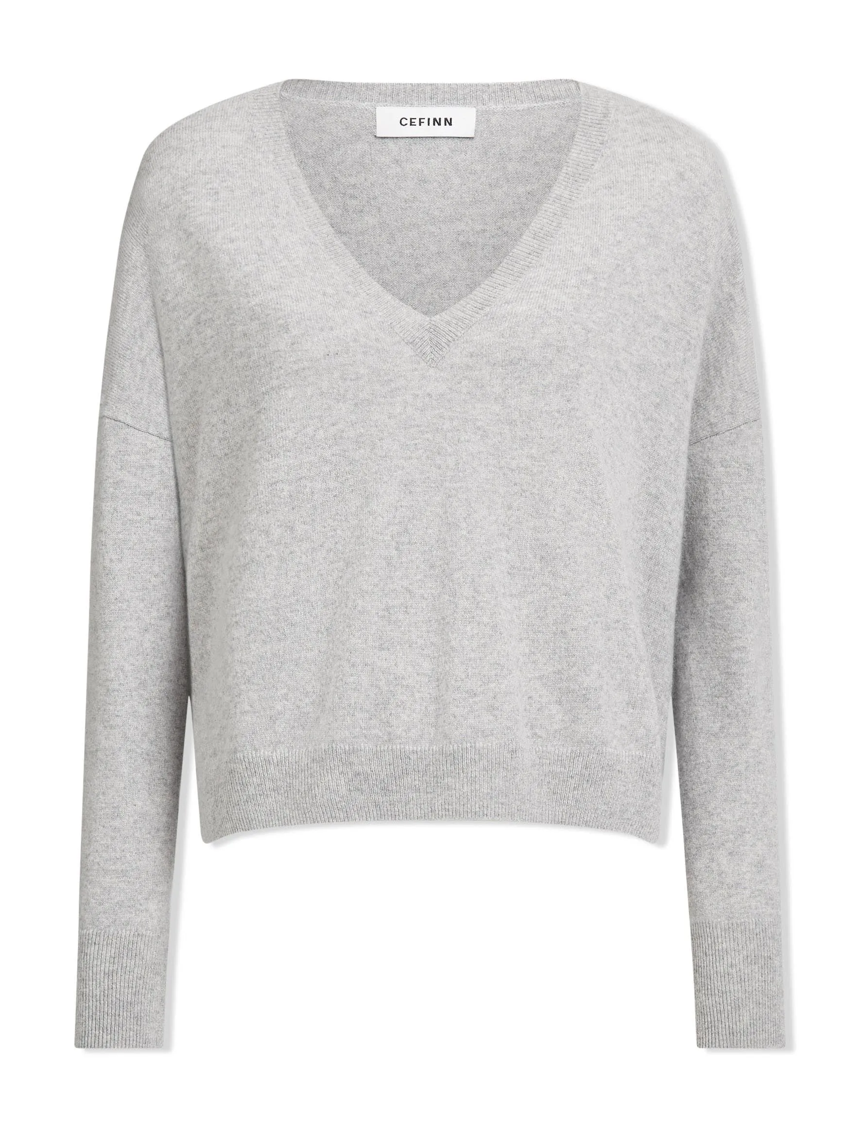 Joely Cashmere Curved Hem Boxy Jumper - Light Grey