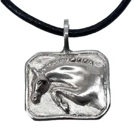 Jumper Horse in Profile Necklace Pendant Sterling Silver