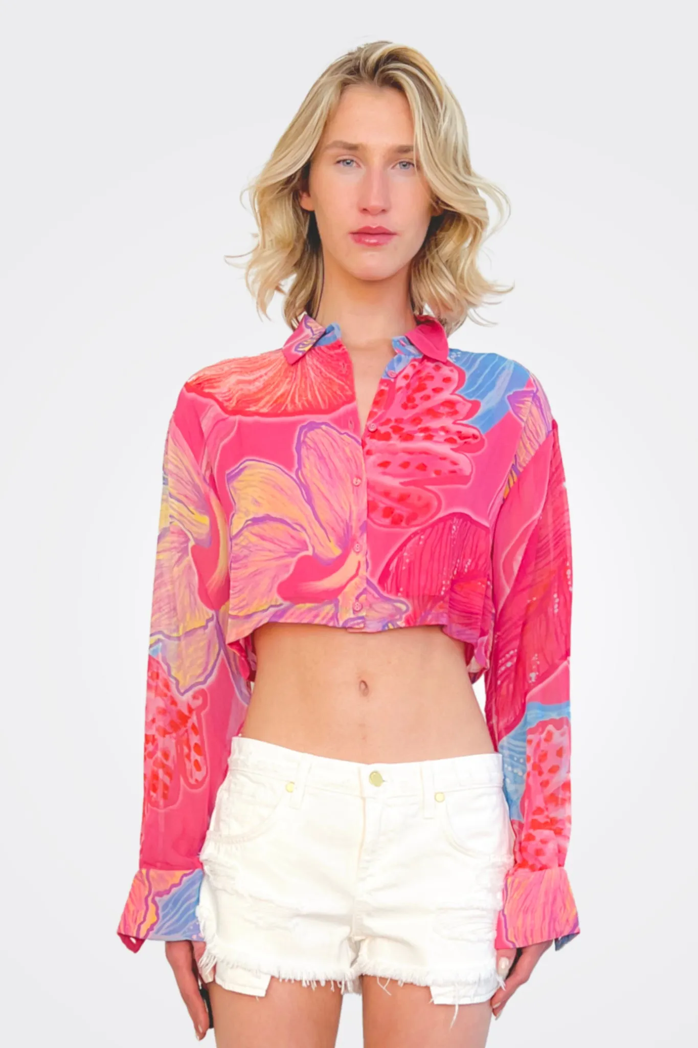 Juno Crop Shirt - Pink