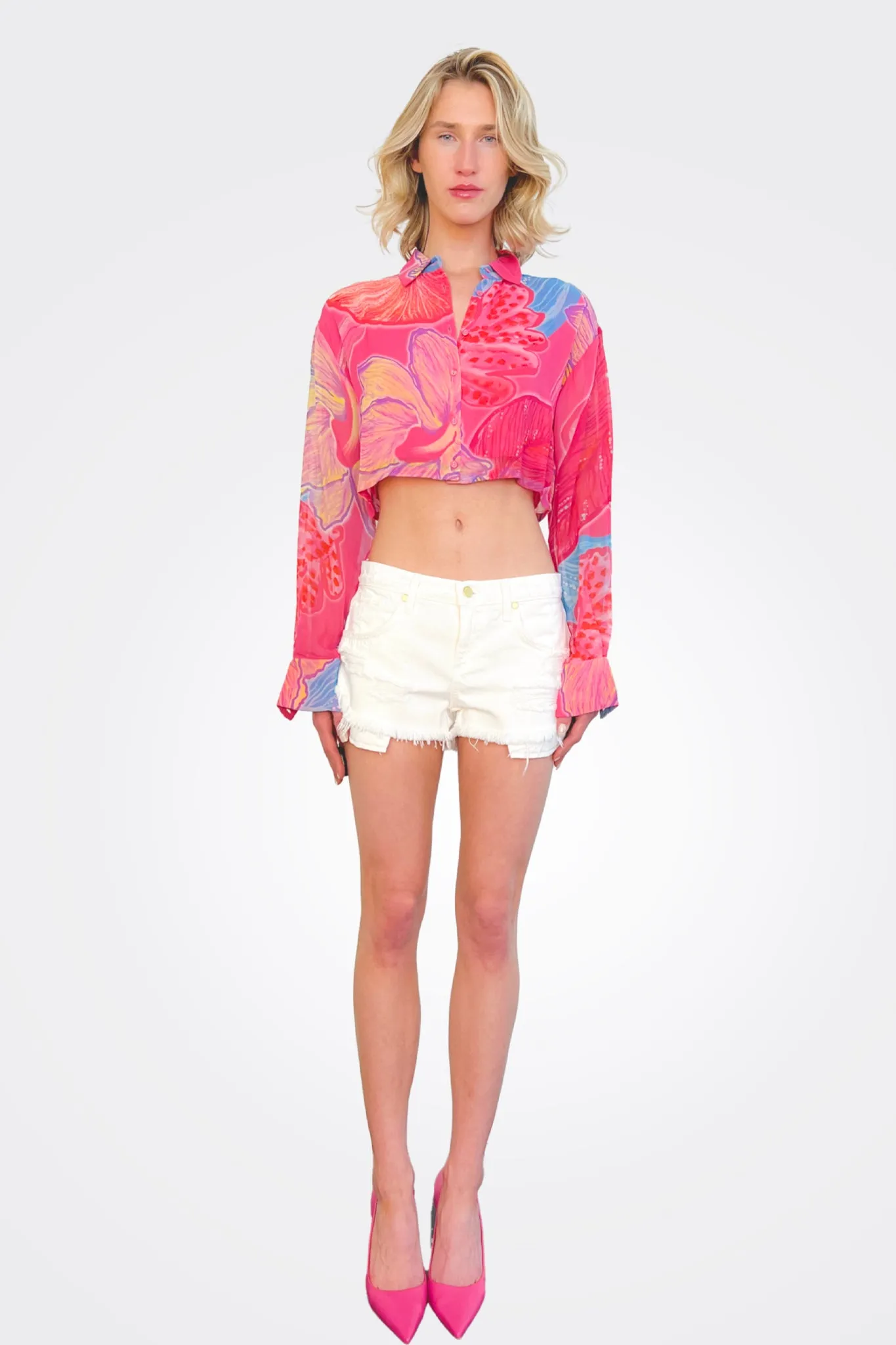 Juno Crop Shirt - Pink