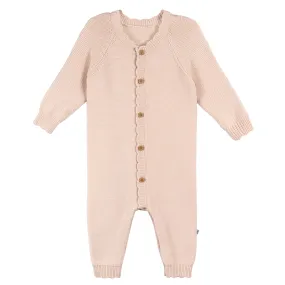 Just Born by Gerber Baby Girl 1-Piece Sweater Knit Coverall - PINK