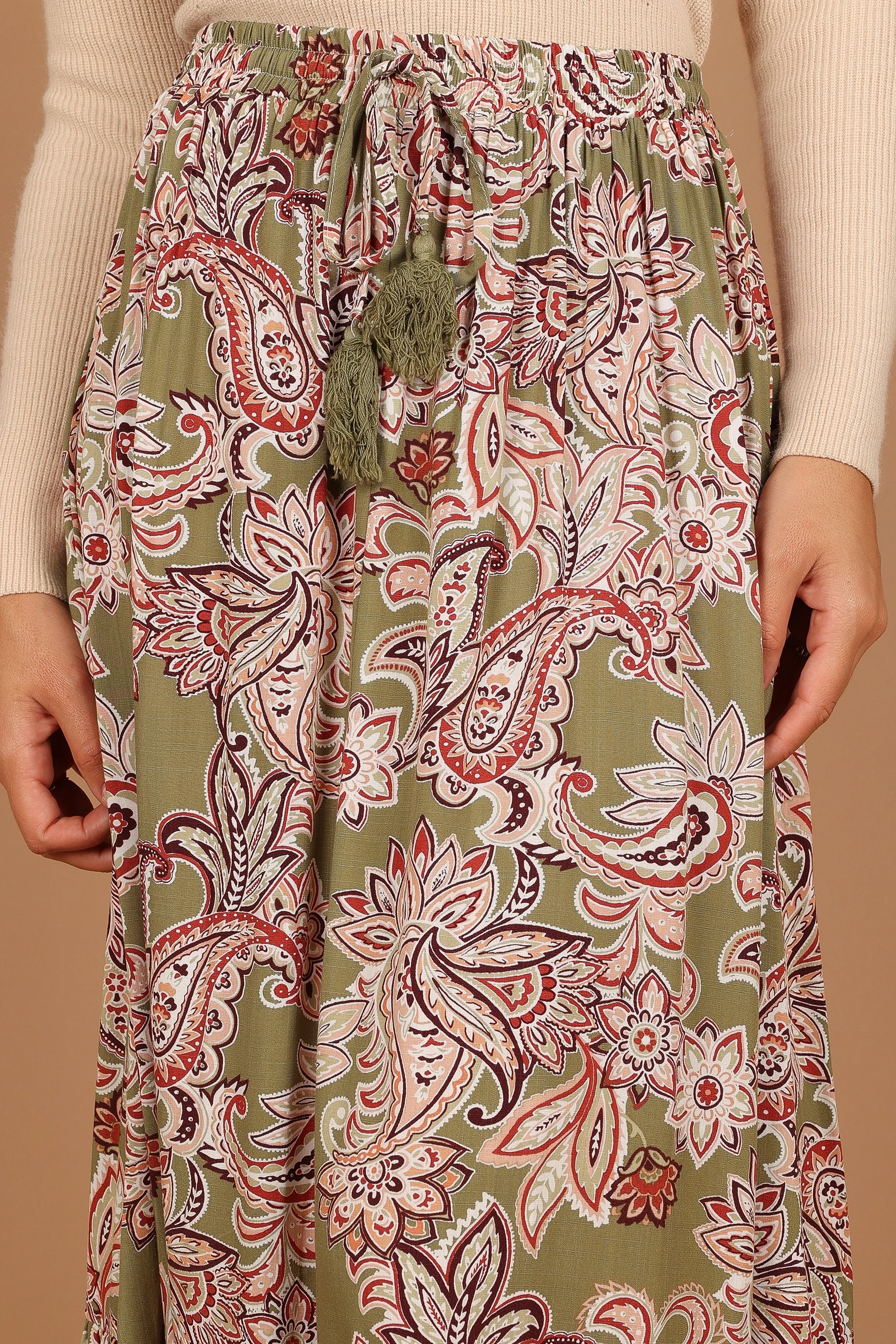 Katherine Skirt - Olive Paisley