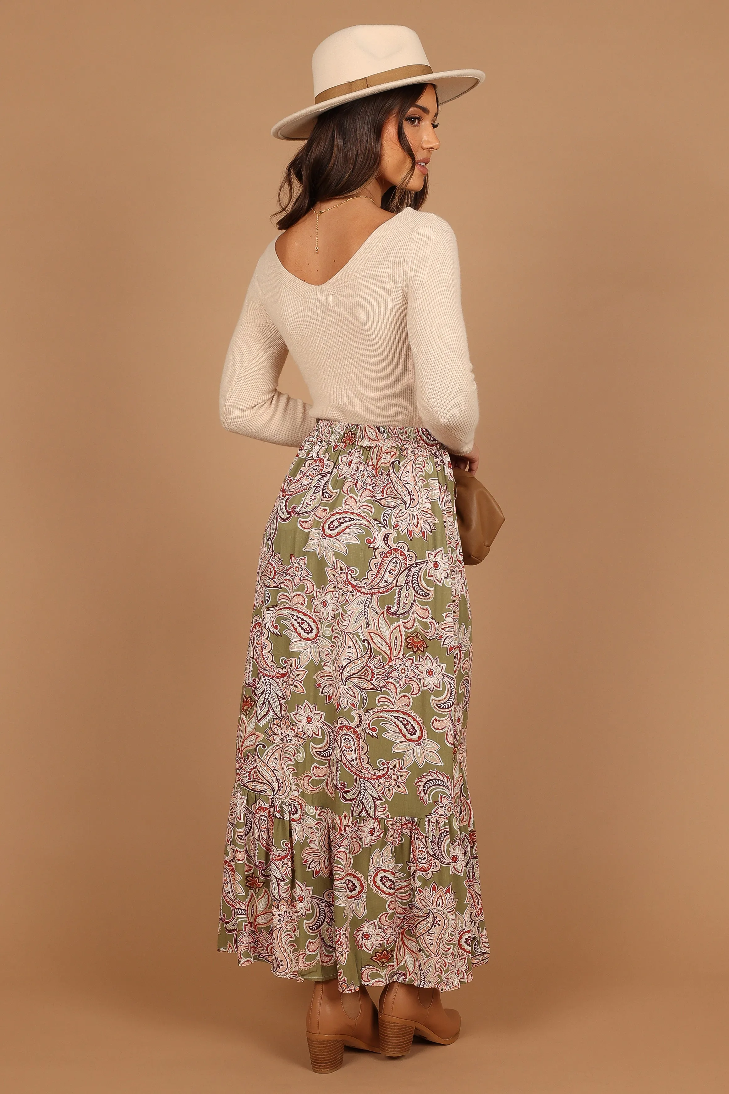 Katherine Skirt - Olive Paisley