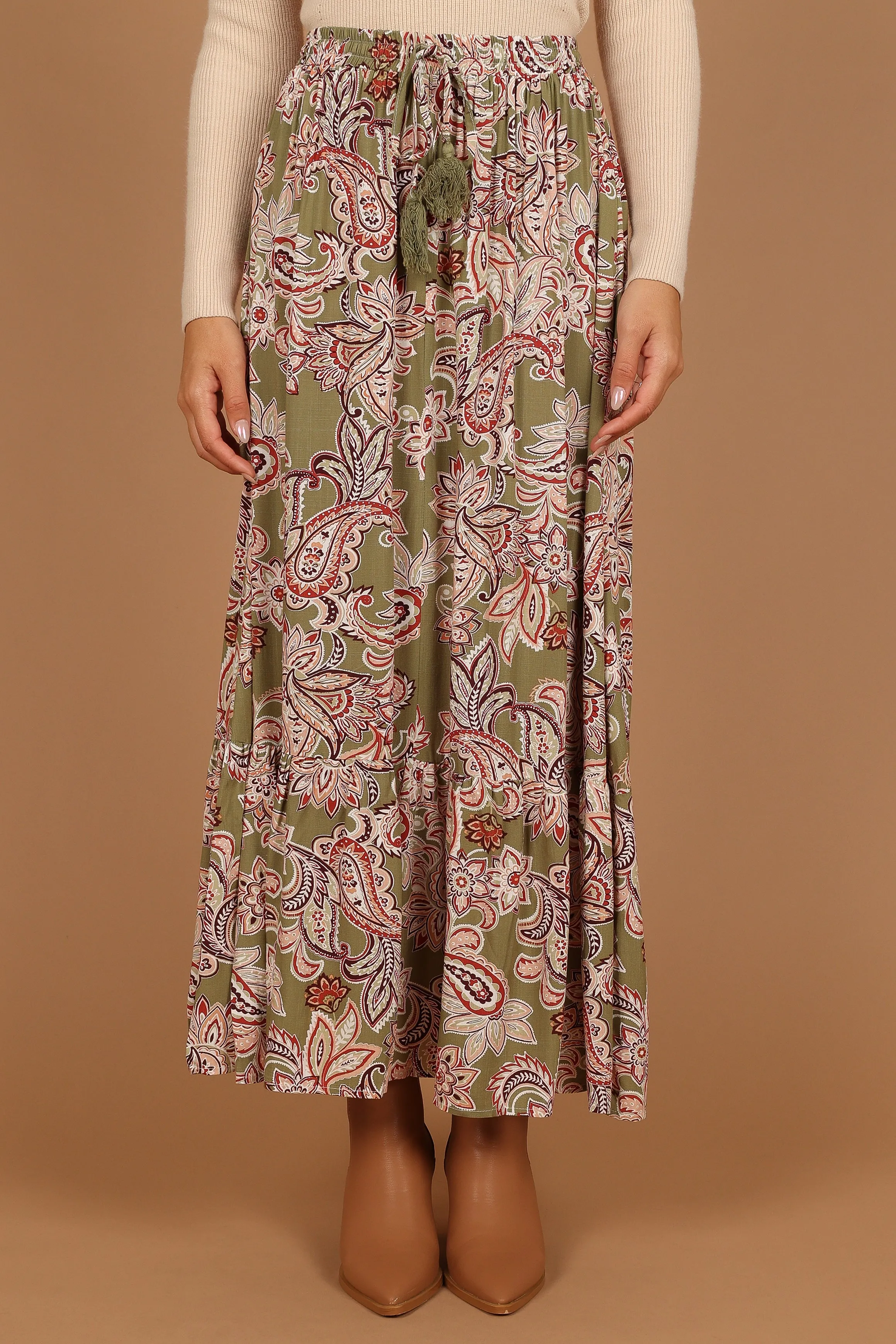 Katherine Skirt - Olive Paisley