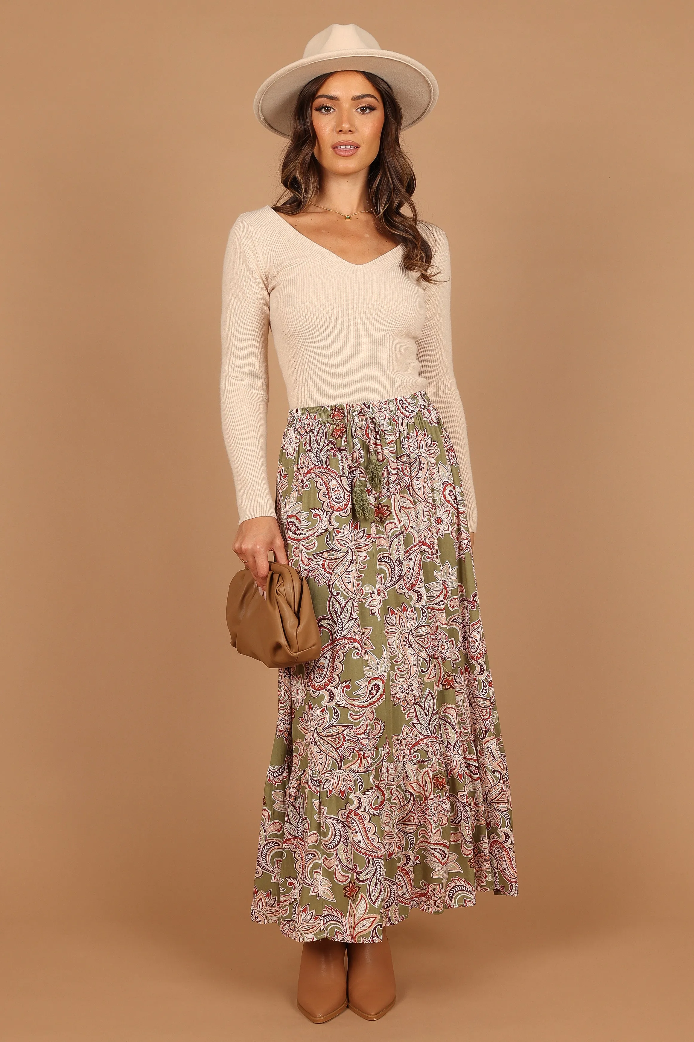 Katherine Skirt - Olive Paisley