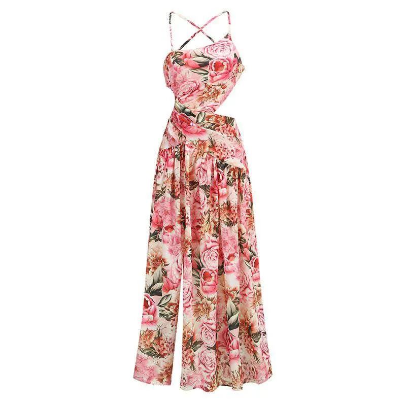 Katie Floral Print Hollow Cut-Out Maxi Dress