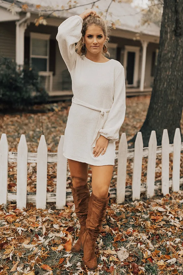 Keeping Cozy Chenille Sweater Dress in Ivory