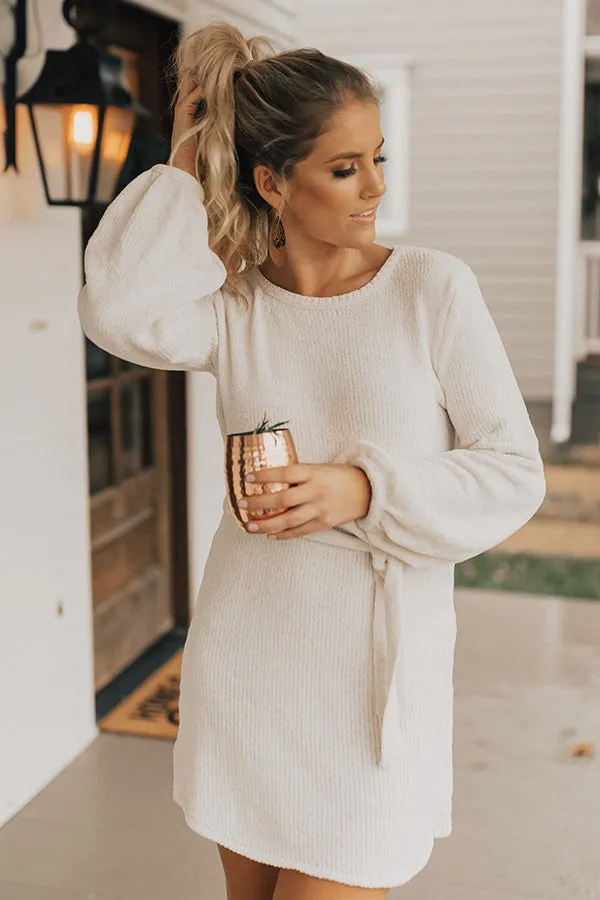 Keeping Cozy Chenille Sweater Dress in Ivory