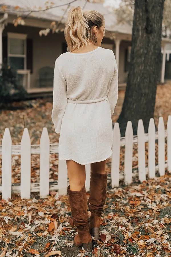 Keeping Cozy Chenille Sweater Dress in Ivory