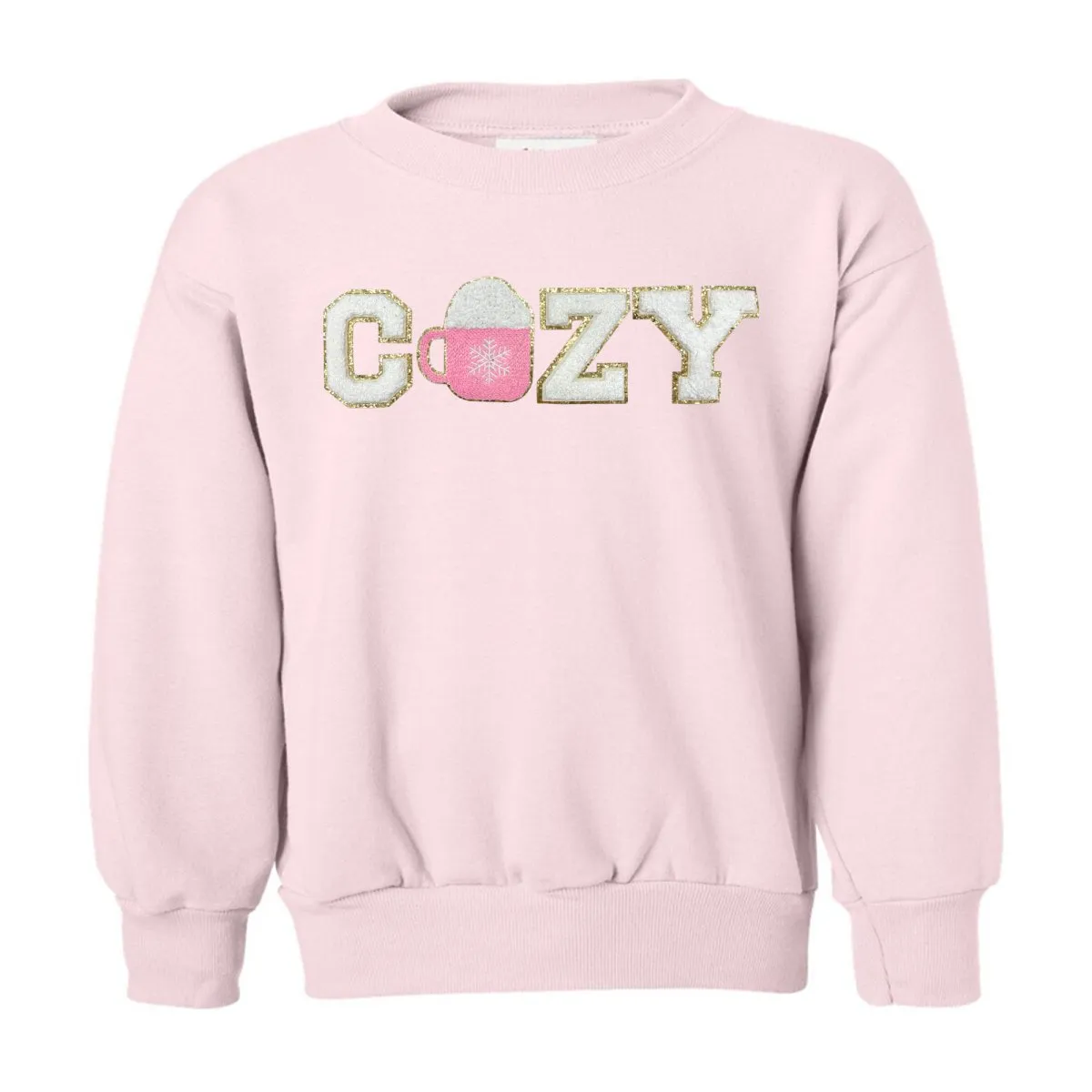 Kids 'Cozy' Letter Patch Crewneck Sweatshirt