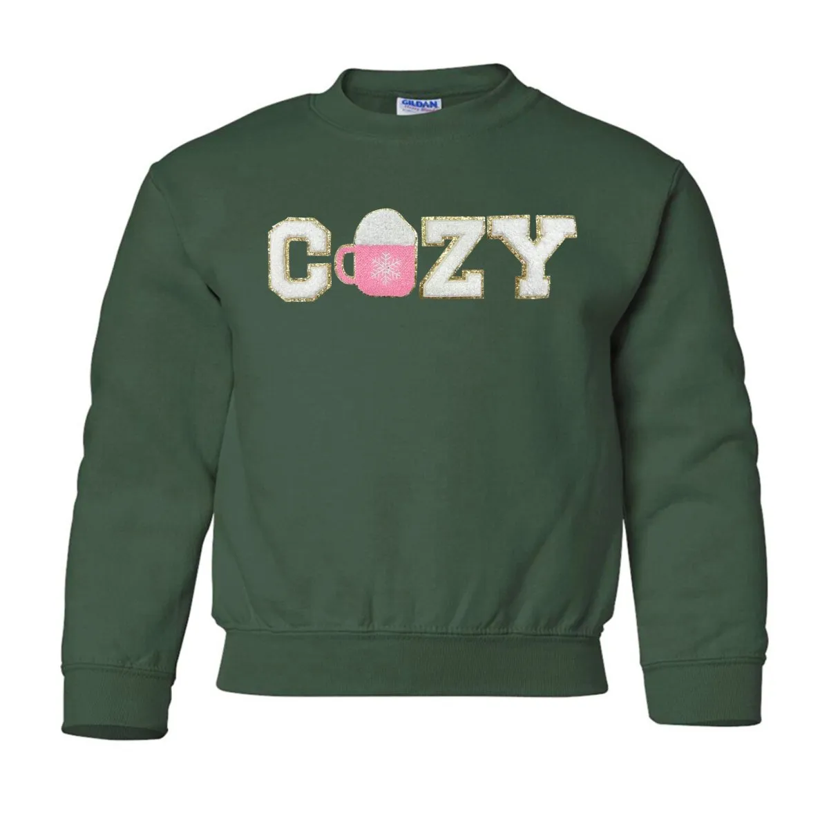 Kids 'Cozy' Letter Patch Crewneck Sweatshirt