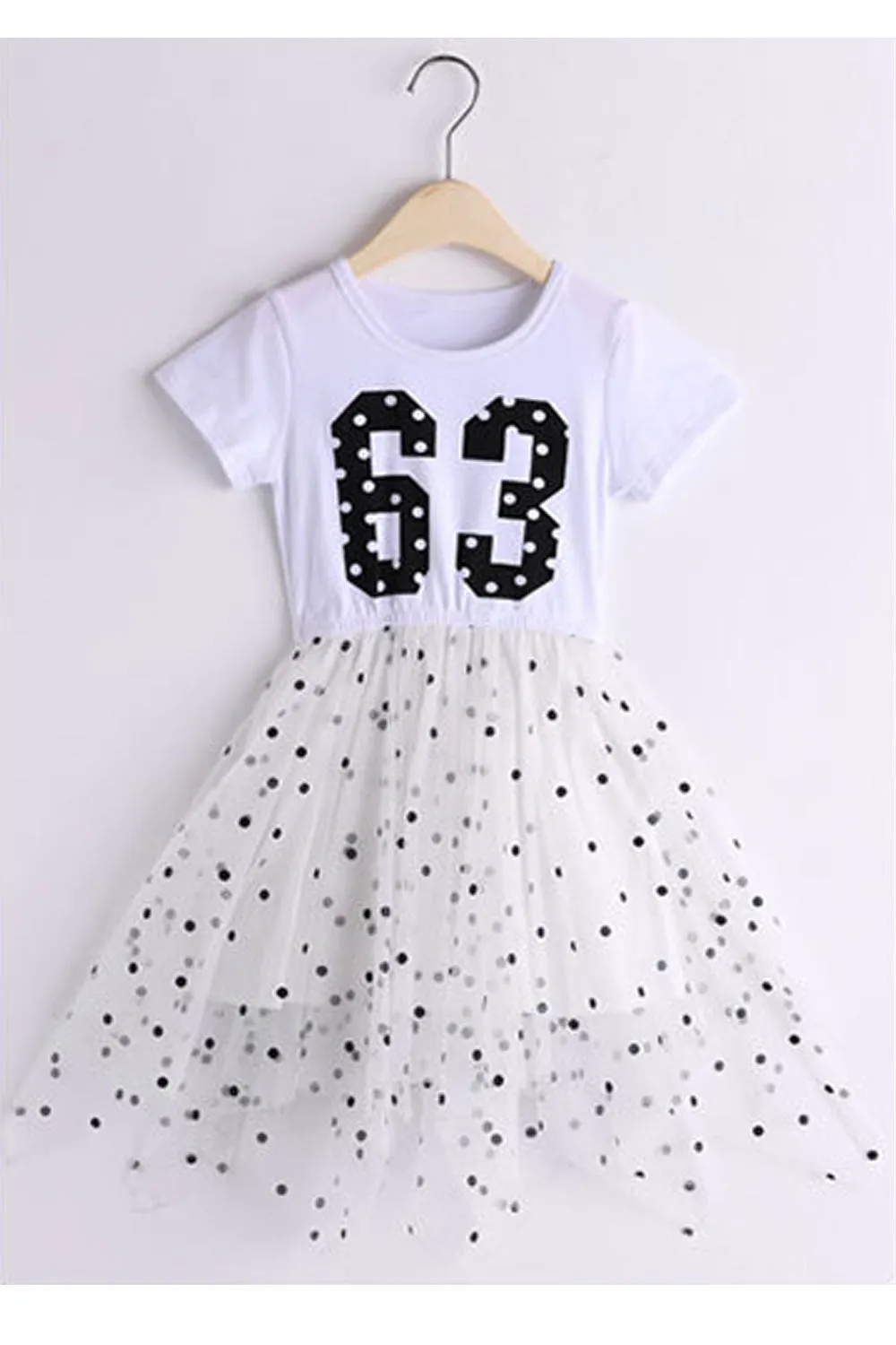 Kids Girls Superb Letter Pattern Thin Short Sleeve Easy Round Neck Summer A-Line Pullover Dress - KGDC39550