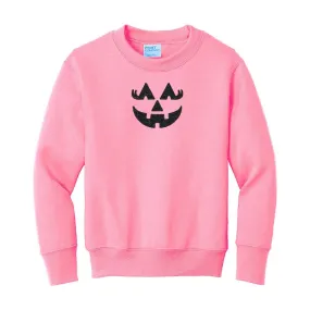 Kids Glitter Embroidery 'Girly Jack-O-Lantern' Crewneck Sweatshirt