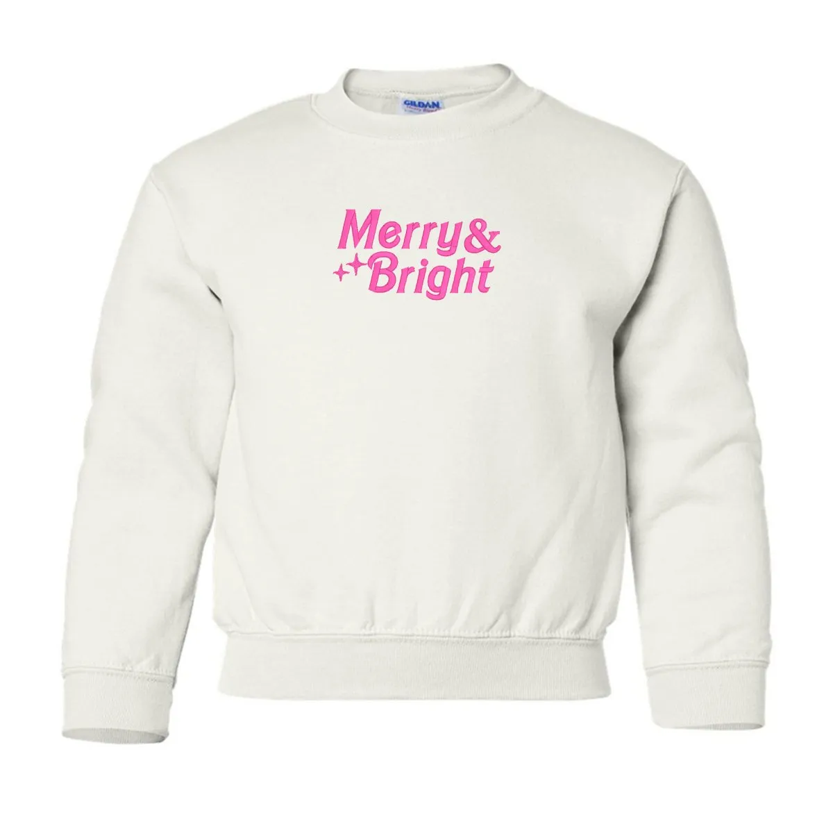 Kids 'Merry & Bright' Embroidered Crewneck Sweatshirt