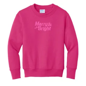 Kids 'Merry & Bright' Embroidered Crewneck Sweatshirt