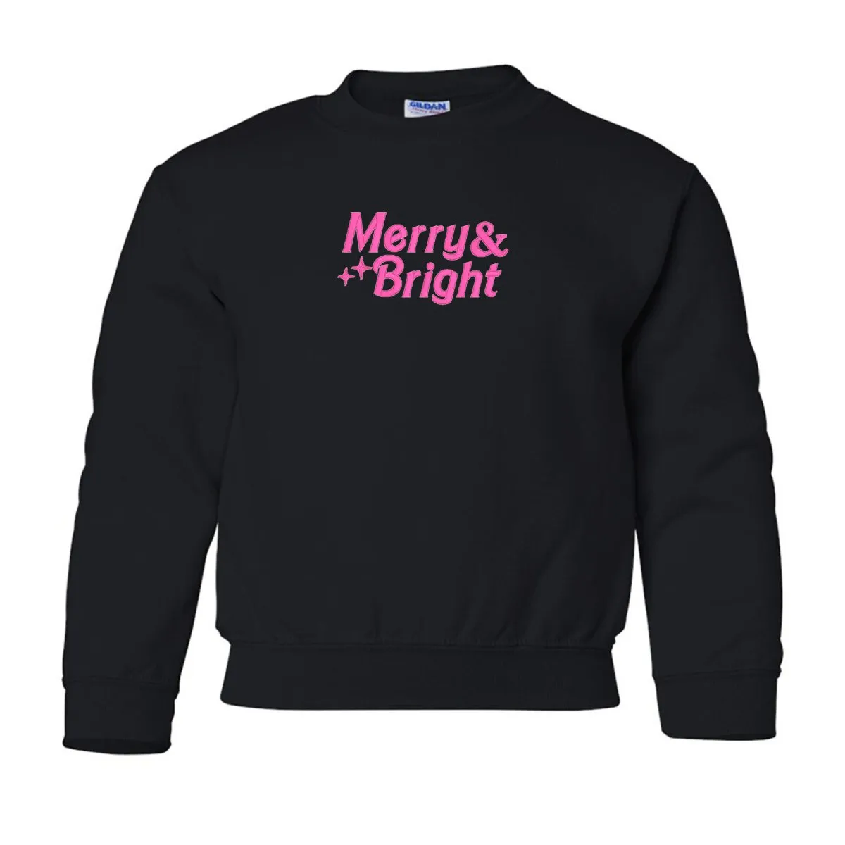 Kids 'Merry & Bright' Embroidered Crewneck Sweatshirt